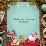 Mikulás levél rénszarvassal – választható levélpapír a Mikulás levélhez, Mikulással, rénszarvassal és manóval