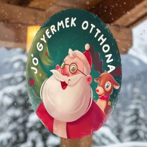 Jó gyermek otthona ablakmatrica Mikulás és rénszarvas mintával – Levél a Mikulástól