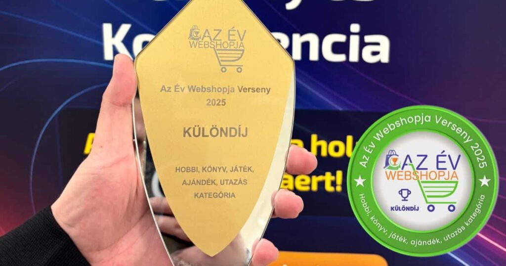Az Év Webshopja Verseny 2025 különdíj díjplakett és logó – Levél a Mikulástól